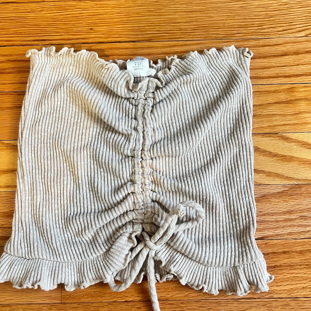 Better Be Ribbed Beige Tube Top